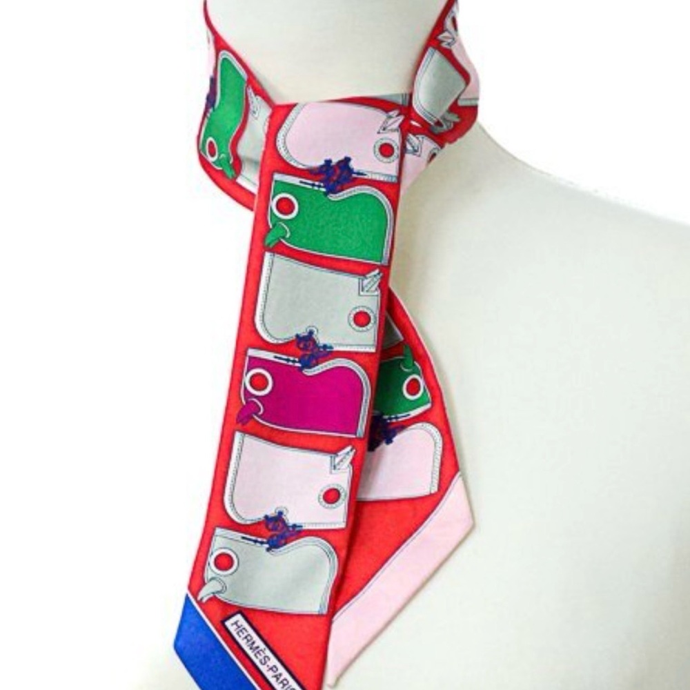 Hermes Grenadine Vert Rose Silk Camails Twilly